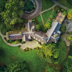 An aerial view of the Frank Manor House, which is on the National Register of Historic Places and was part of the original Fir Acres estate.