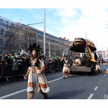 Waterford performer at Dublin St. Patrick's Day Parade, image captured by “DJ Den Kot on Youtube.