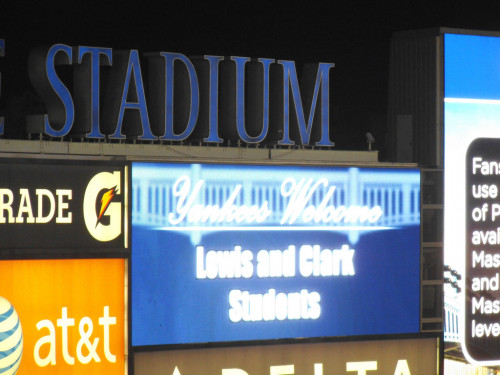 A welcome message at the Yankee Stadium