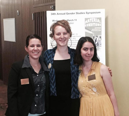 Gender Studies Symposium student co-chairs. From left: Karma Rose Macias, Maria Boyer, and Annabel Carroll