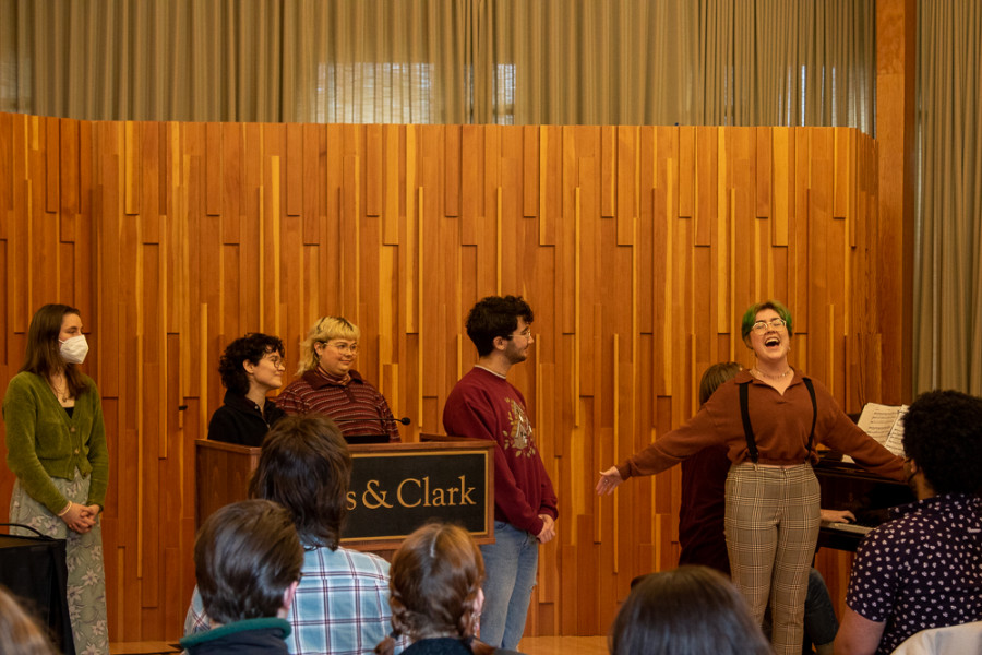 L&C student perform songs from Fun Home at Queering the Stage Panel