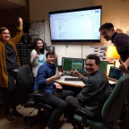 The High Performance Computing (HPC) team running their first job ever run on BLT. Pictured are Jeremy and Parvaneh from the library, Ben...