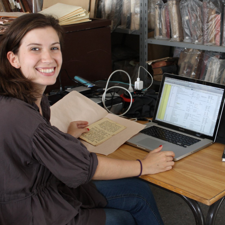 Maia Erickson '15 is creating a digital archive of documents for the Rabat Genizah Project.