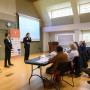 Students presenting their business ideas at Winterim, an entrepreneurial workshop hosted by the Bates Center. This photo was taken in Jan...