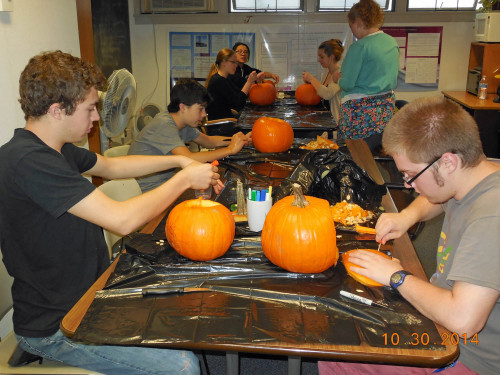 Starting to carve pumpkins