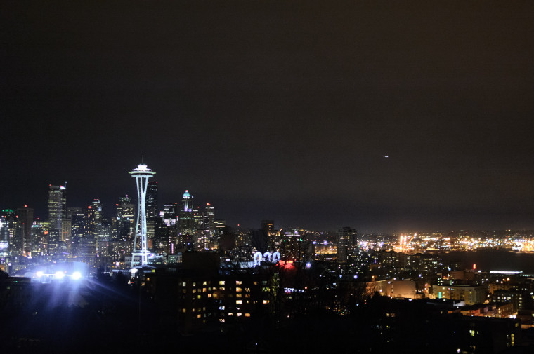 A night view over Seattle.  Photo by Eddie Barksdale