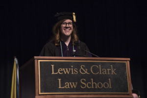 2017 law commencement student speaker Elisabeth Rennick addresses her fellow grads.