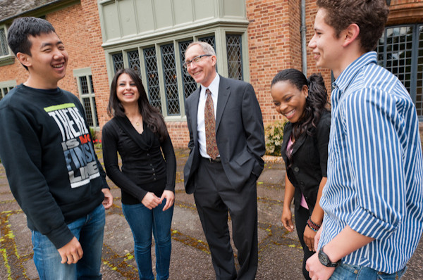 Donor Greg Caldwell with students.