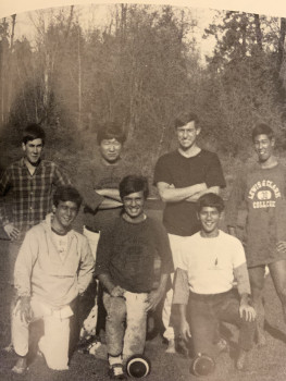 Kim Anderson BS '70 and the 1968 Lambda Phi Epsilon Intramural Football team.