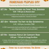 Flyer of the events planned for Indigenous Peoples' Day.