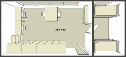 Room layout in a typical quad in Forest.