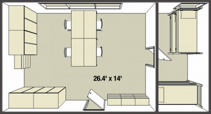 A room layout for a quad in Copeland Hall.