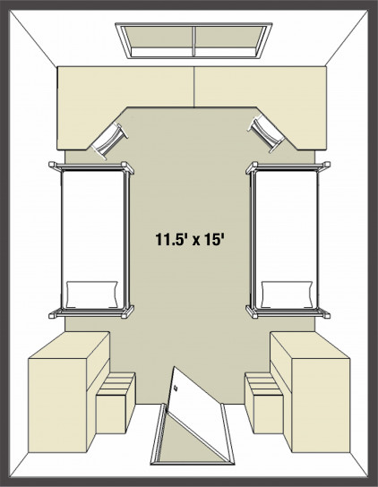 Room layout for a typical double in Forest.