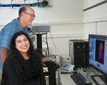 Simran Handa BA '19 works with Greg Hermann, professor of biology and department chair,  on his cell biology research. Handa is one of se...
