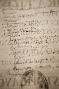 Detail of notes opposite title page.