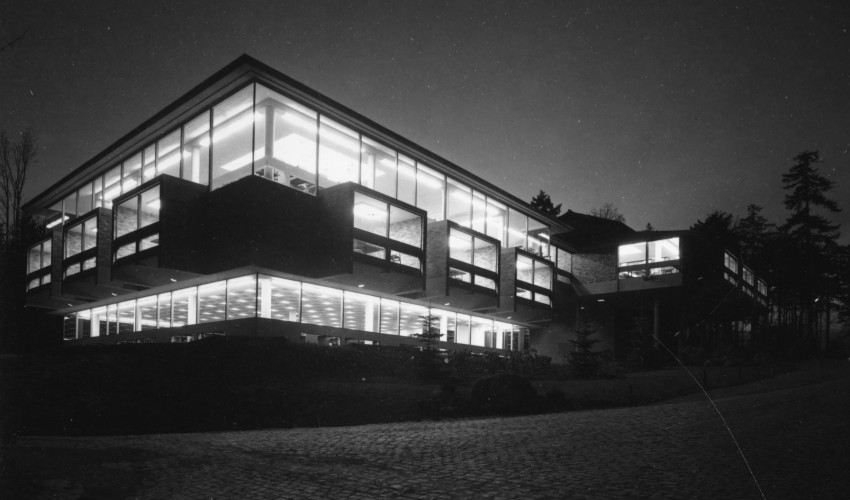 Watzek Library at Night, ca. 1967
