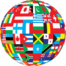 Flags of the world in a globe shape