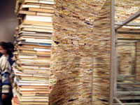 Books stacked at Expo 2002 in Hamburg