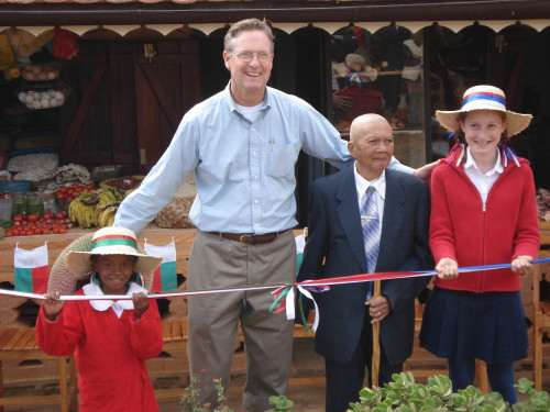 Ambassador Marquardt inaugurating a U.S.-funded Old Market renovation in Fianarantsoa, Madagascar, in 2009.