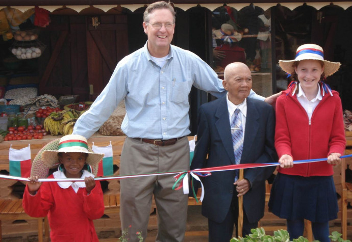 Ambassador Marquardt inaugurating a U.S.-funded Old Market renovation in Fianarantsoa, Madagascar, in 2009.