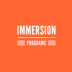 Orange background with white writing that reads Immersion Programs