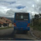 A typical sight in Cuenca: Black clouds of exhaust emitted from city buses.