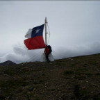 Feeling patriotic at the top of Cerro Bandera in Isla Navarino in Southern Chile