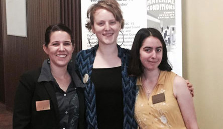 Gender Studies Symposium student co-chairs. From left: Karma Rose Macias, Maria Boyer, and Annabe...