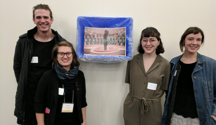2017 art co-curators (from left) Noah Jurkiewicz '18, Regan Stewart '17, Sarah Isenberg '20, and Lauren White '17