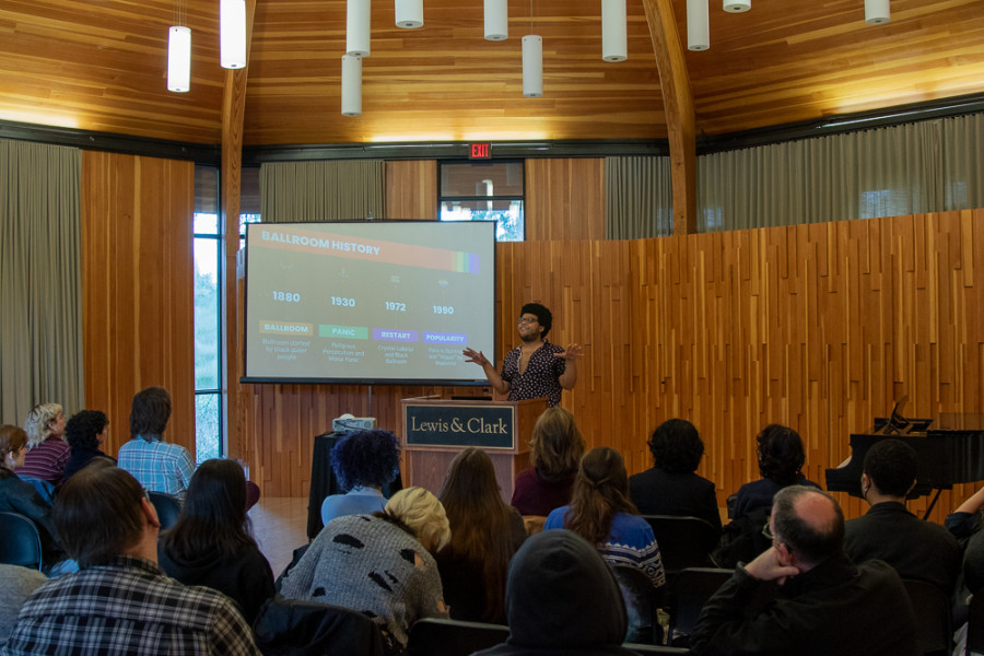Negasi Brown '23 presents at Queering the Stage panel
