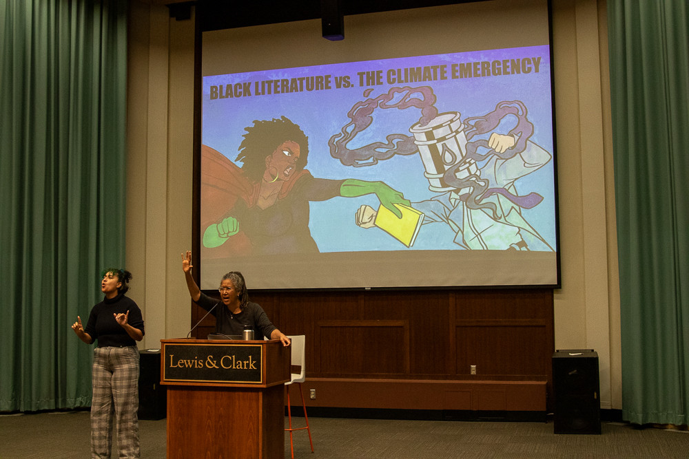Keynote speaker Aya de León, presenting “The Apocalypse Is Not Coming: Afrofuturism vs. the Climate Crisis