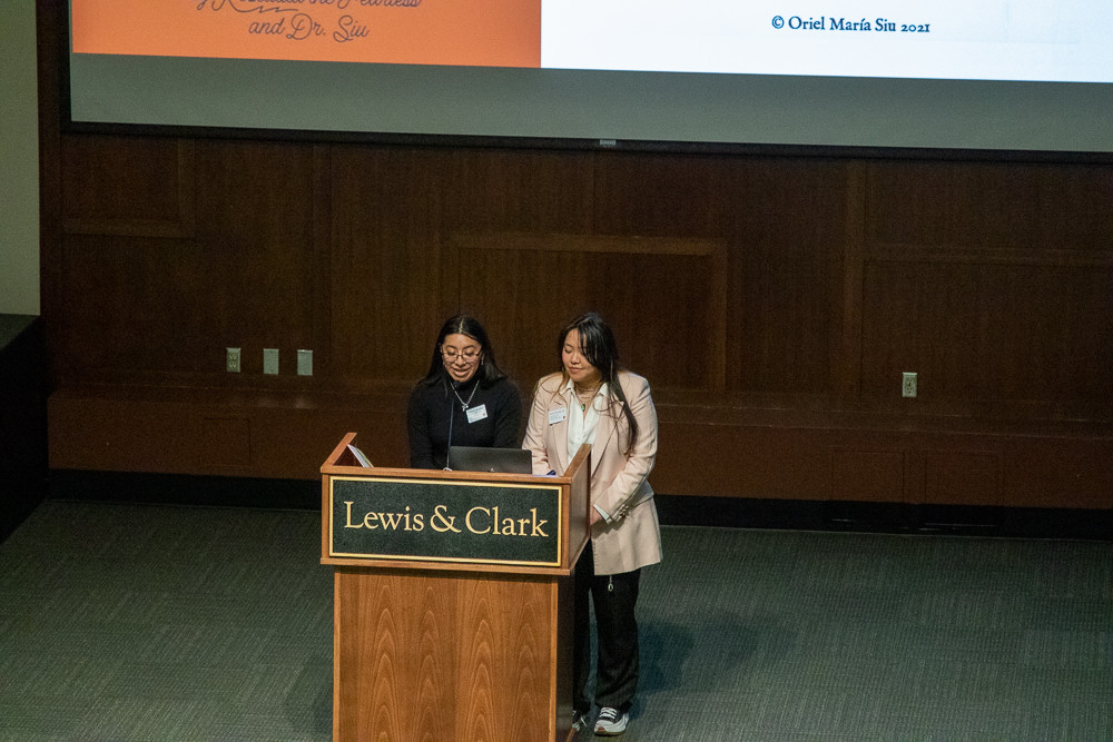 Welcoming remarks and introductions by RWS co-chairs Azucena Morales Santos '24 and Rocío Yao '24