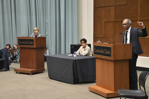 From left: Linda Chavez, moderator Janet Steverson, Randall Kennedy