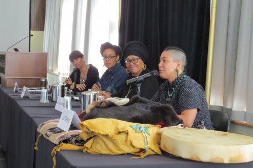 Cultural Traditions and Healing Practices panel. Moderator Magalí Rabasa (L) with panelists Raina Croff, Shafia Monroe and Jai Medina (R)