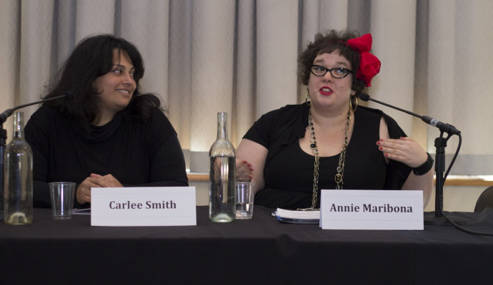 Fat Fancy boutique owners Carlee Smith and Annie Maribona on Business of Beauty panel.