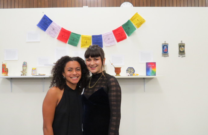 Student art curators Andrea Lewis '21 and Nicole Lewis '21