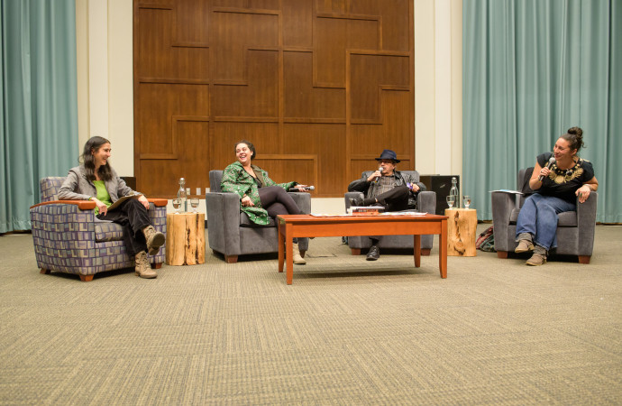 Healing Justice in Conversation keynote panel, (L) Sepideh Bajracharya, Autumn Brown, Jerry Tello, and Carla Pérez