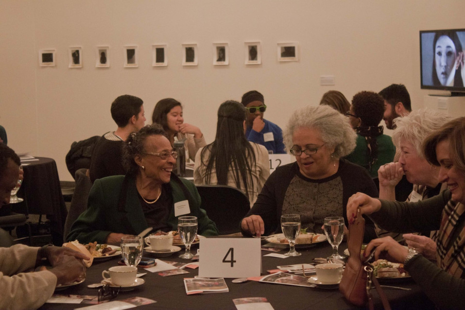 Elizabeth Warren, L&C Ombuds Valerie White, and Sheryl Warren at the 2014 symposium banquet