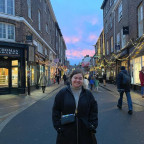 Yours truly in York, where we learned about and experienced the centuries-old community tradition of the mystery plays.