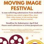 Moving Image Festival poster - there are sparkles and an image of film at the bottom