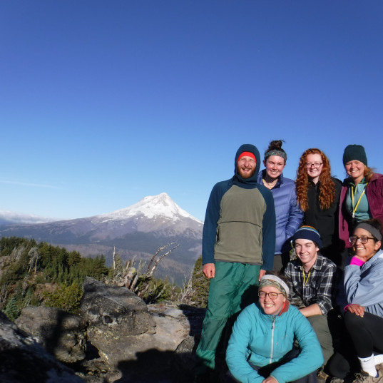 L&C students on a hike by Mt. Hood.