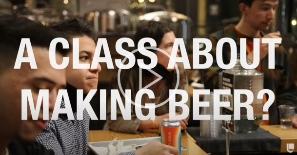 Still from a video of the Bates beer making class