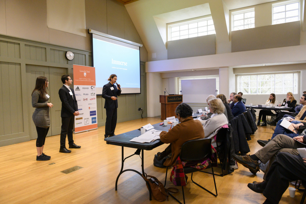 Students presenting their business ideas at Winterim, an entrepreneurial workshop hosted by the B...