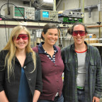 Alaina Green '13, Assistant Professor of Physics Shannon O'Leary, and Emily Fagan '14