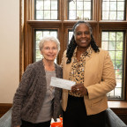 Marcia Randall and President Robin Holmes-Sullivan during the check presentation of the Randall Trust's $1.5 million gift to L