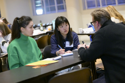 Students talking with an entrepreneurial mentor during Winterim 2023.Credit: Nina Johnson