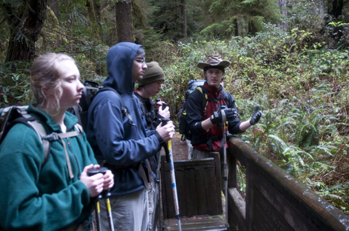 Micah Leinbach '13 talks about stream ecology on a College Outdoors trip. Photo credit: Rye Druzin '13