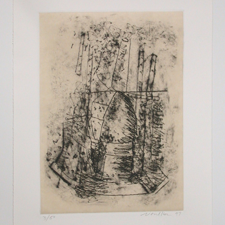 Peter Voulkos, Untitled Drypoint, 1997, Drypoint etching, 22.5 x 15 inches. Courtesy Frank Lloyd Gallery, Santa Monica.