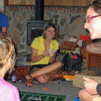 Students enjoyed playing board games and relaxing in the cabin