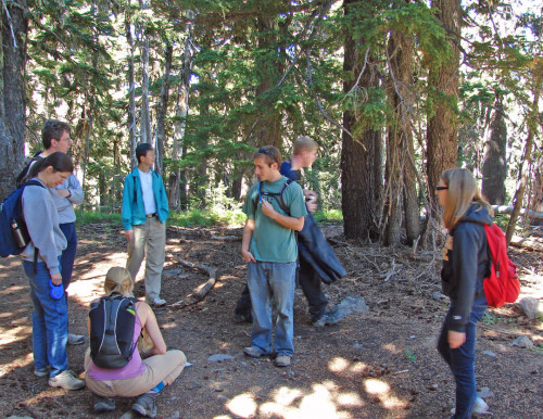 Students and faculty on the trail